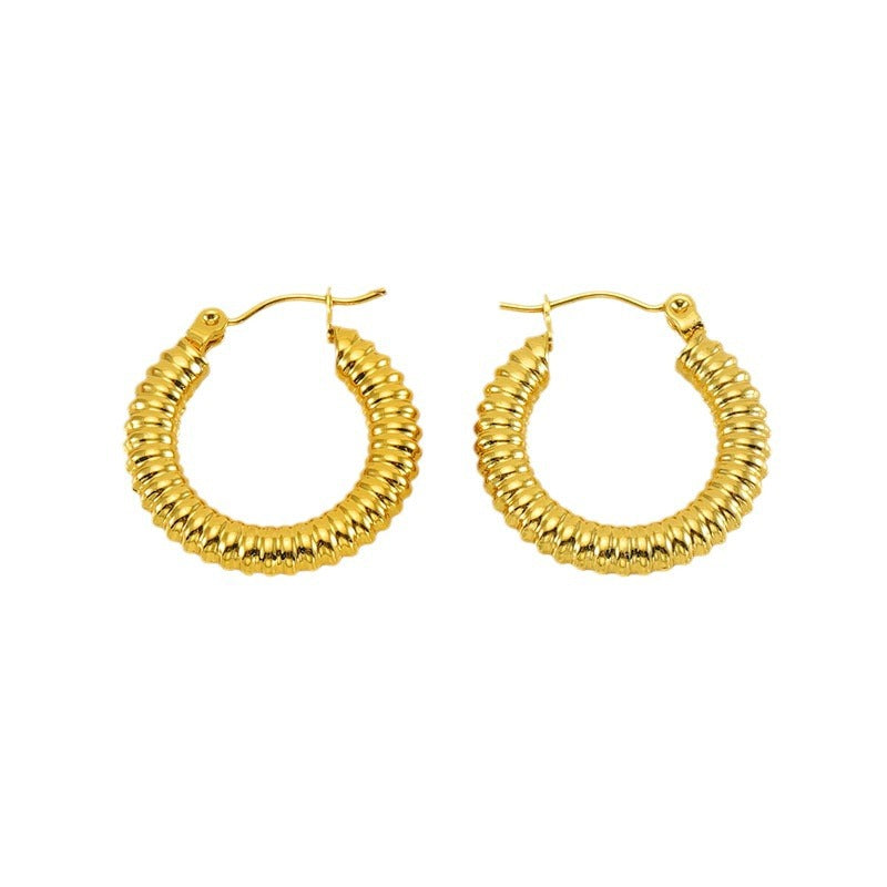 Wholesale titanium steel geometric 18K gold-plated earrings